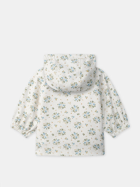 Cream 3 In 1 Floral Print Raincoat
