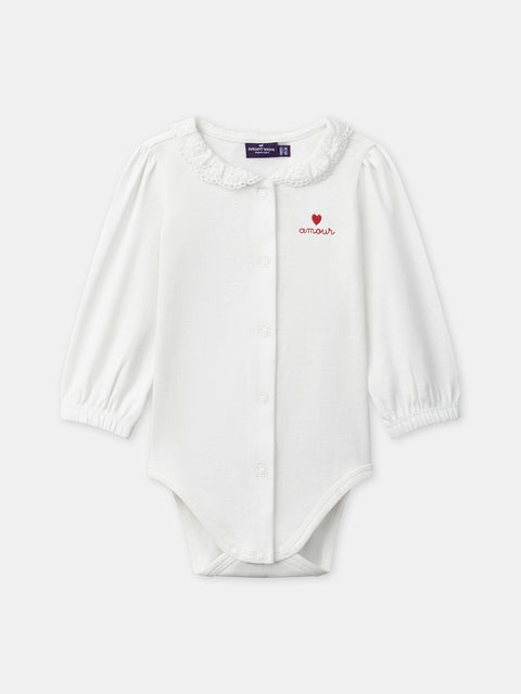 Ribbed Cream Cotton Bodysuit