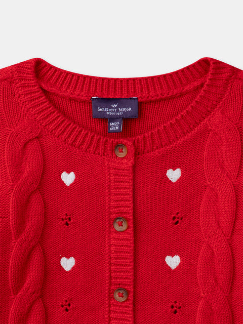 Red Heart Embroidered Cardigan