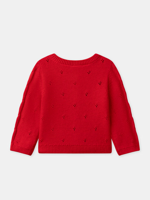 Red Heart Embroidered Cardigan