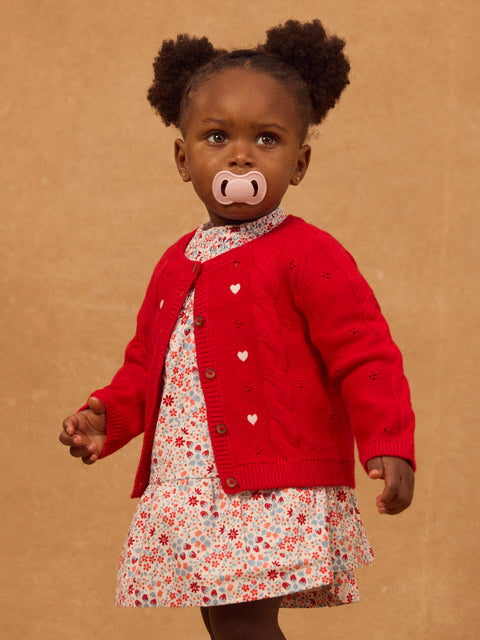 Red Heart Embroidered Cardigan