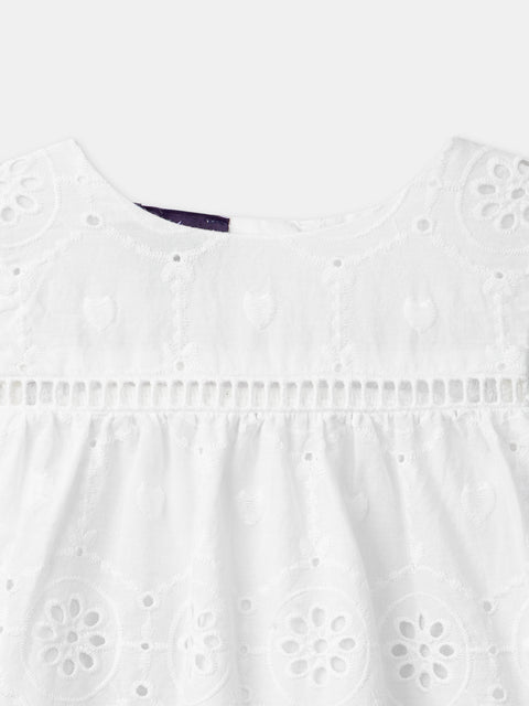 White Embroidered Cotton Poplin Blouse
