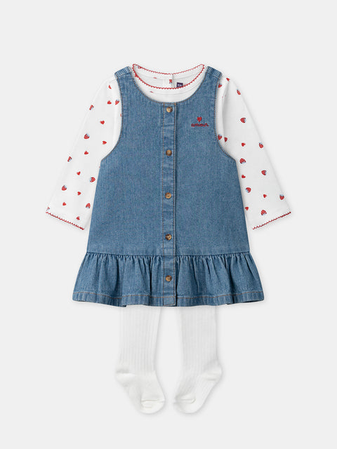 Denim Dress With Matching T-shirt & Tights