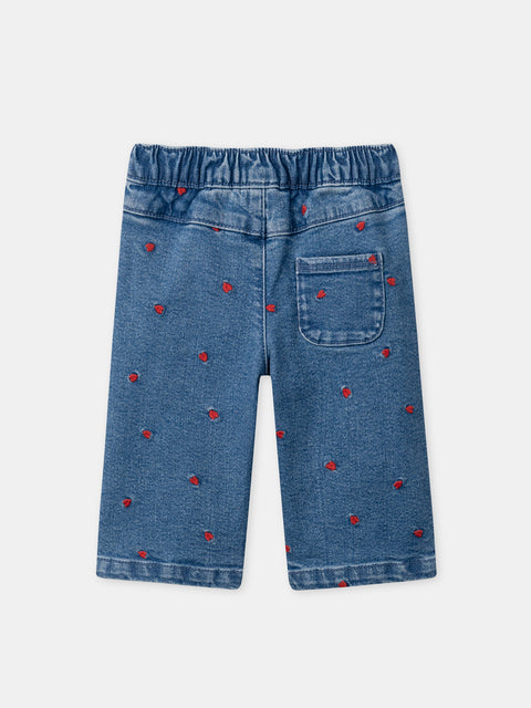 Heart Embroidered Denim Jeans