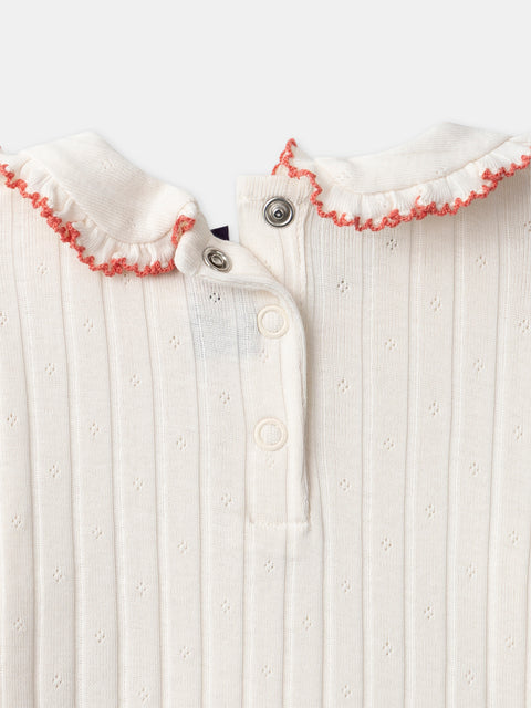 Cream Ribbed Cotton Bodysuit