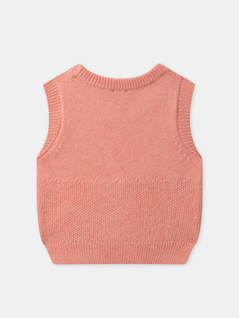 Peach Floral Embroidered lGilet