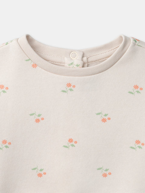 Craem Printed Sweatshirt & Headband With Matching Green Leggings