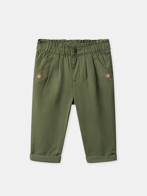 Green Cotton Twill Trousers