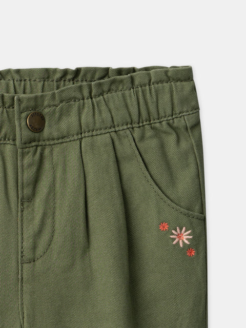 Green Cotton Twill Trousers