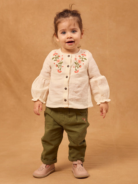 Green Cotton Twill Trousers