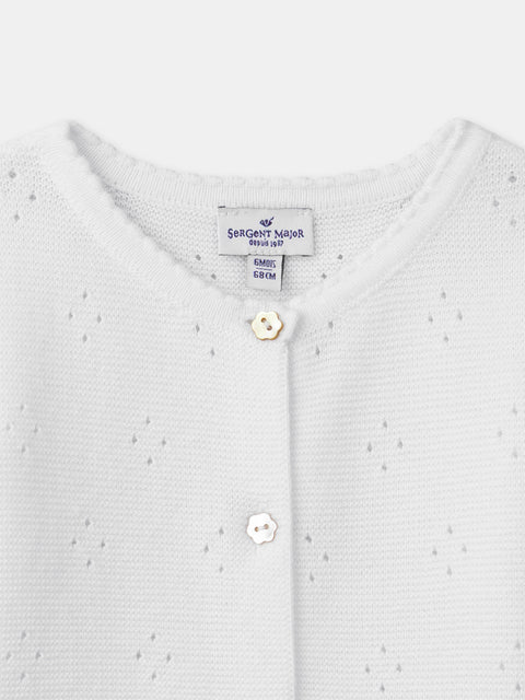 Cream Open Knit Cotton Cardigan