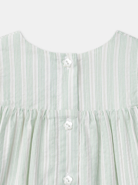 Green Stripe Cotton Dress With Bloomers