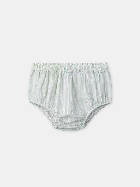 Green Stripe Cotton Dress With Bloomers