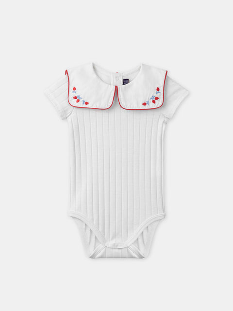 Cream Ribbed Cotton Bodysuit