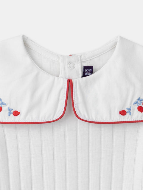 Cream Ribbed Cotton Bodysuit