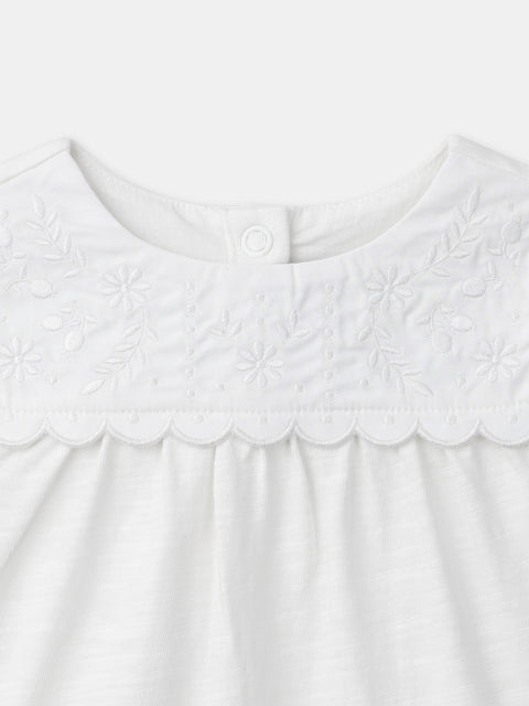 Off White Broderie Anglaise Cotton Blouse