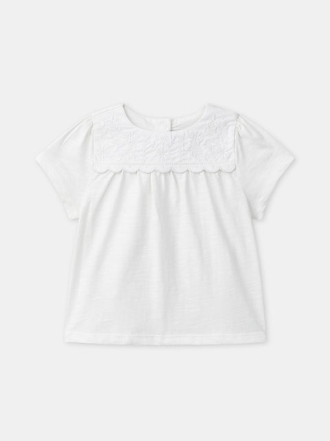 Off White Broderie Anglaise Cotton Blouse