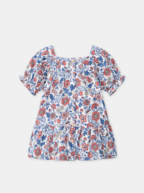 Floral Print Cotton Dress With Bloomers