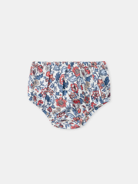 Floral Print Cotton Dress With Bloomers