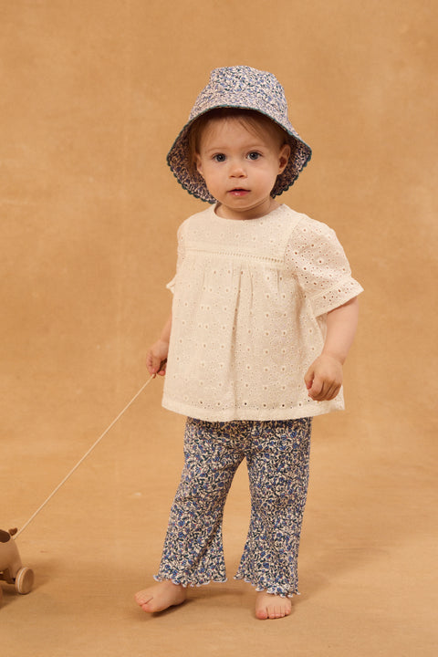 Blue Floral Pint Cotton Leggings