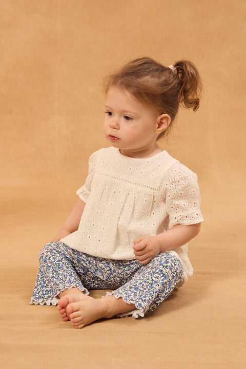 Off White Broderie Anglaise Cotton Blouse