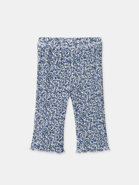 Blue Floral Pint Cotton Leggings