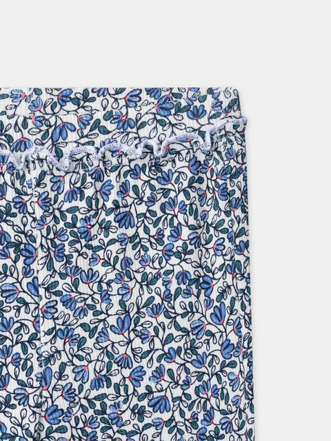 Blue Floral Pint Cotton Leggings