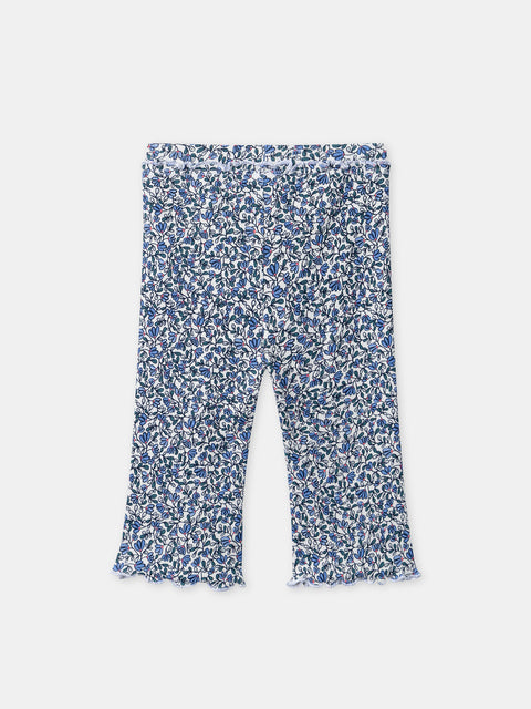 Blue Floral Pint Cotton Leggings