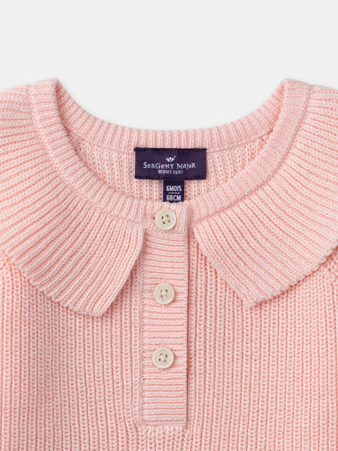 Pink Cotton Collared Jumper