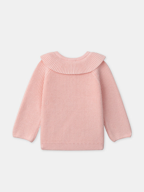 Pink Cotton Collared Jumper