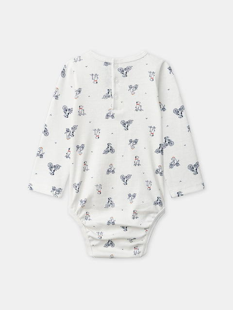 Cream Printed Cotton Bodysuit