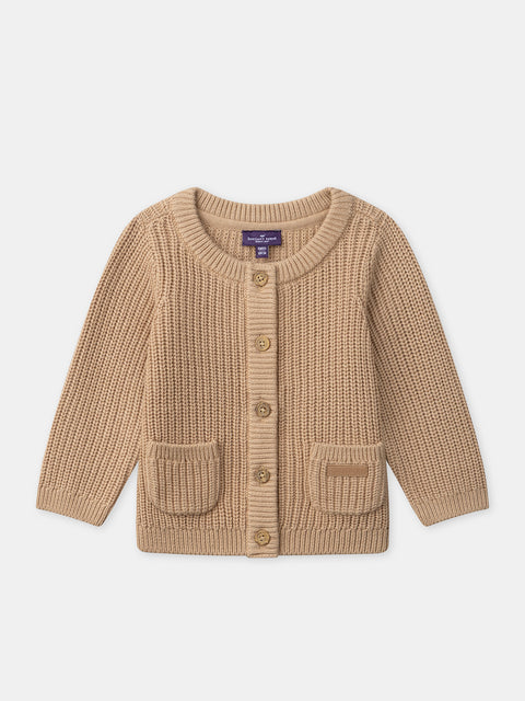 Brown Ribbed Cotton Rich Cardigan