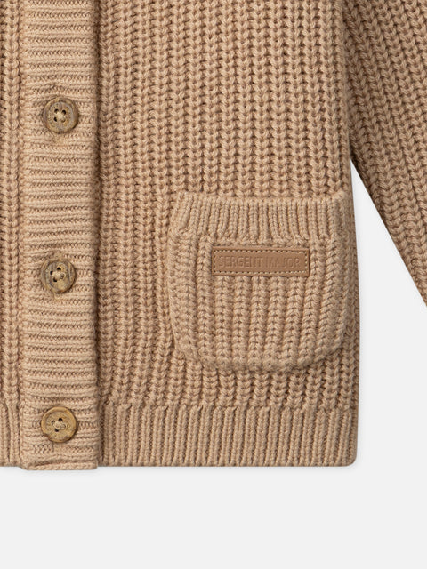 Brown Ribbed Cotton Rich Cardigan
