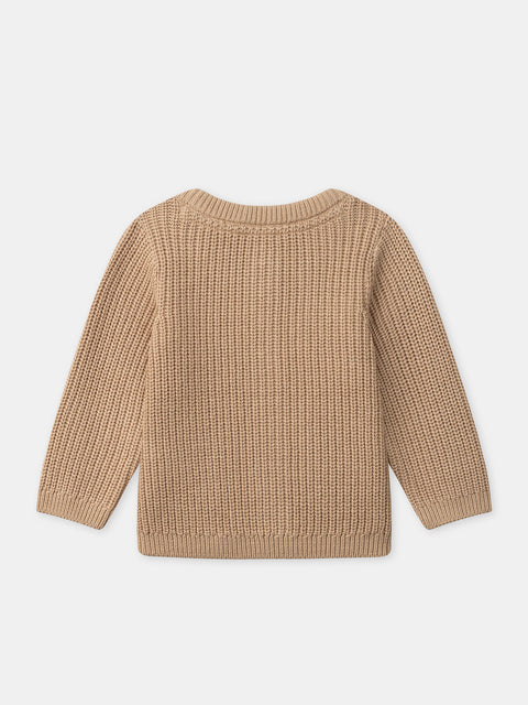 Brown Ribbed Cotton Rich Cardigan