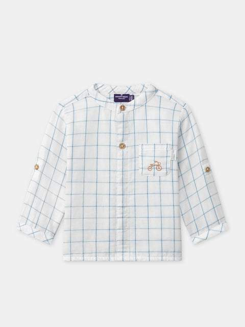 Light Blue Check Cotton Shirt