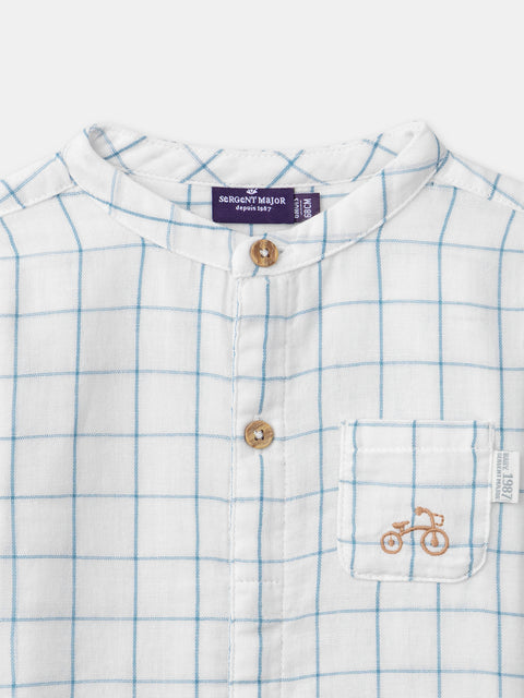 Light Blue Check Cotton Shirt