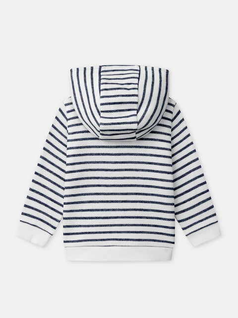 Navy Stripe Cotton Hoodie