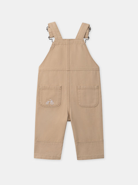 Beige Cotton Canvas Dungarees
