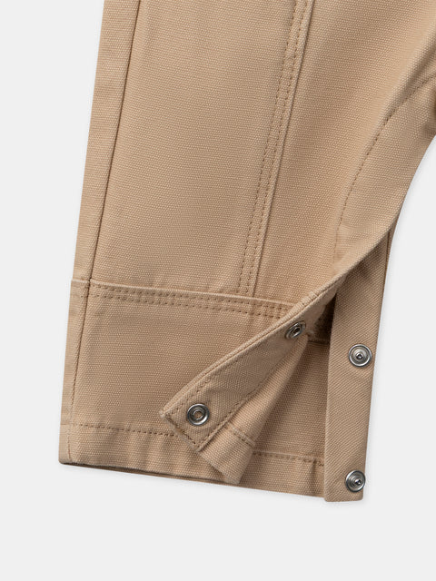 Beige Cotton Canvas Dungarees