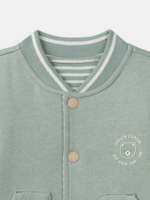 Reversible Green Cotton Fleece Jacket