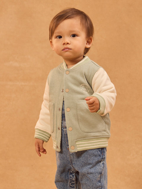 Reversible Green Cotton Fleece Jacket