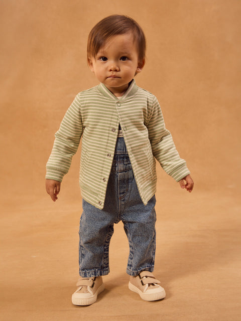 Reversible Green Cotton Fleece Jacket