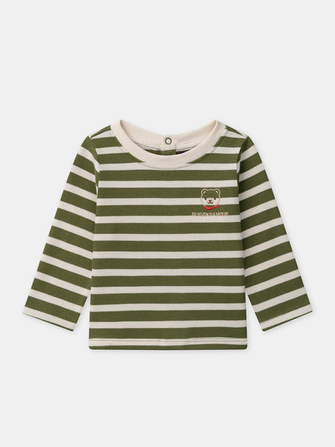 Green Stripe Cotton T-shirt