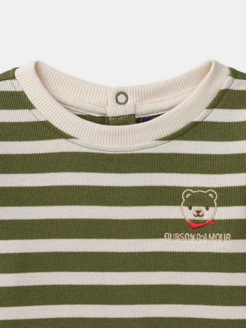 Green Stripe Cotton T-shirt