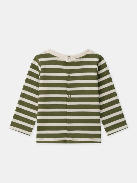 Green Stripe Cotton T-shirt