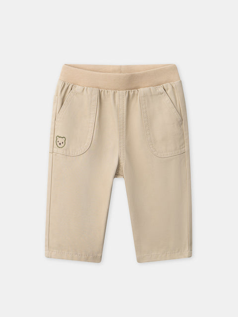 Beige Cotton Canvas Trousers
