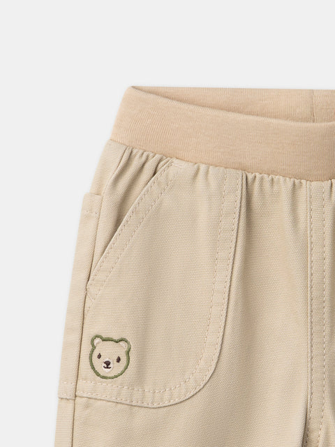 Beige Cotton Canvas Trousers