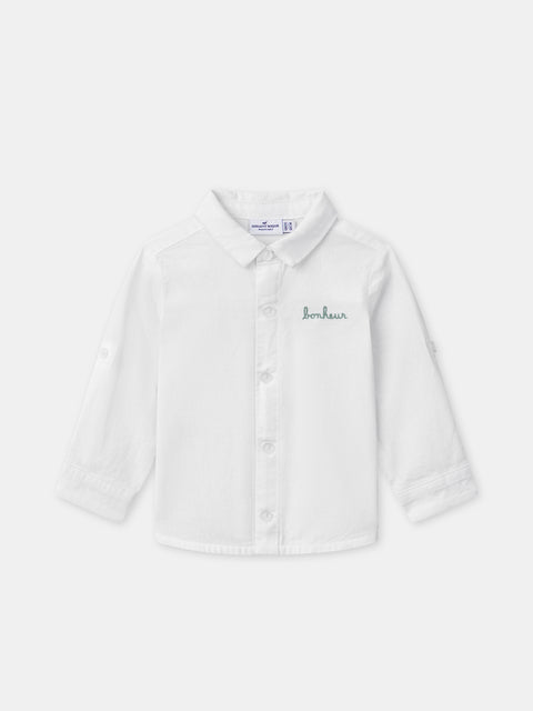 Off White Cotton Linen Mix Shirt