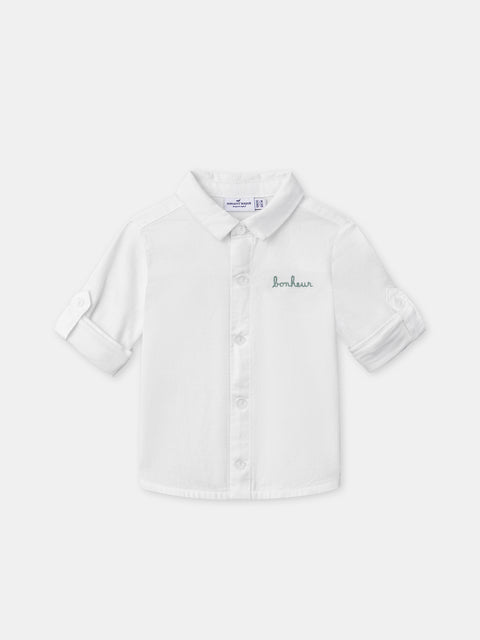 Off White Cotton Linen Mix Shirt