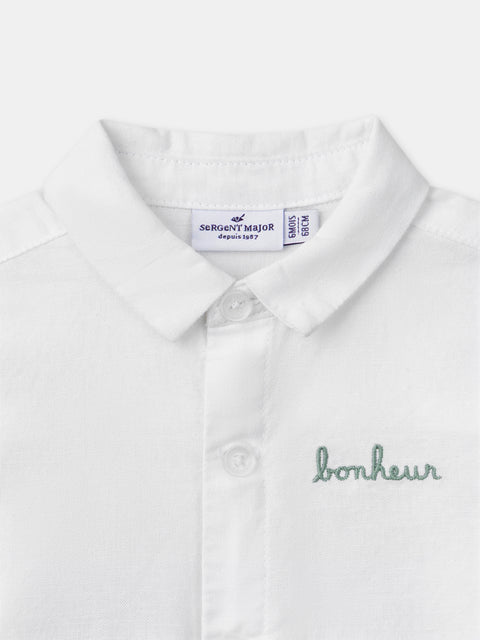 Off White Cotton Linen Mix Shirt